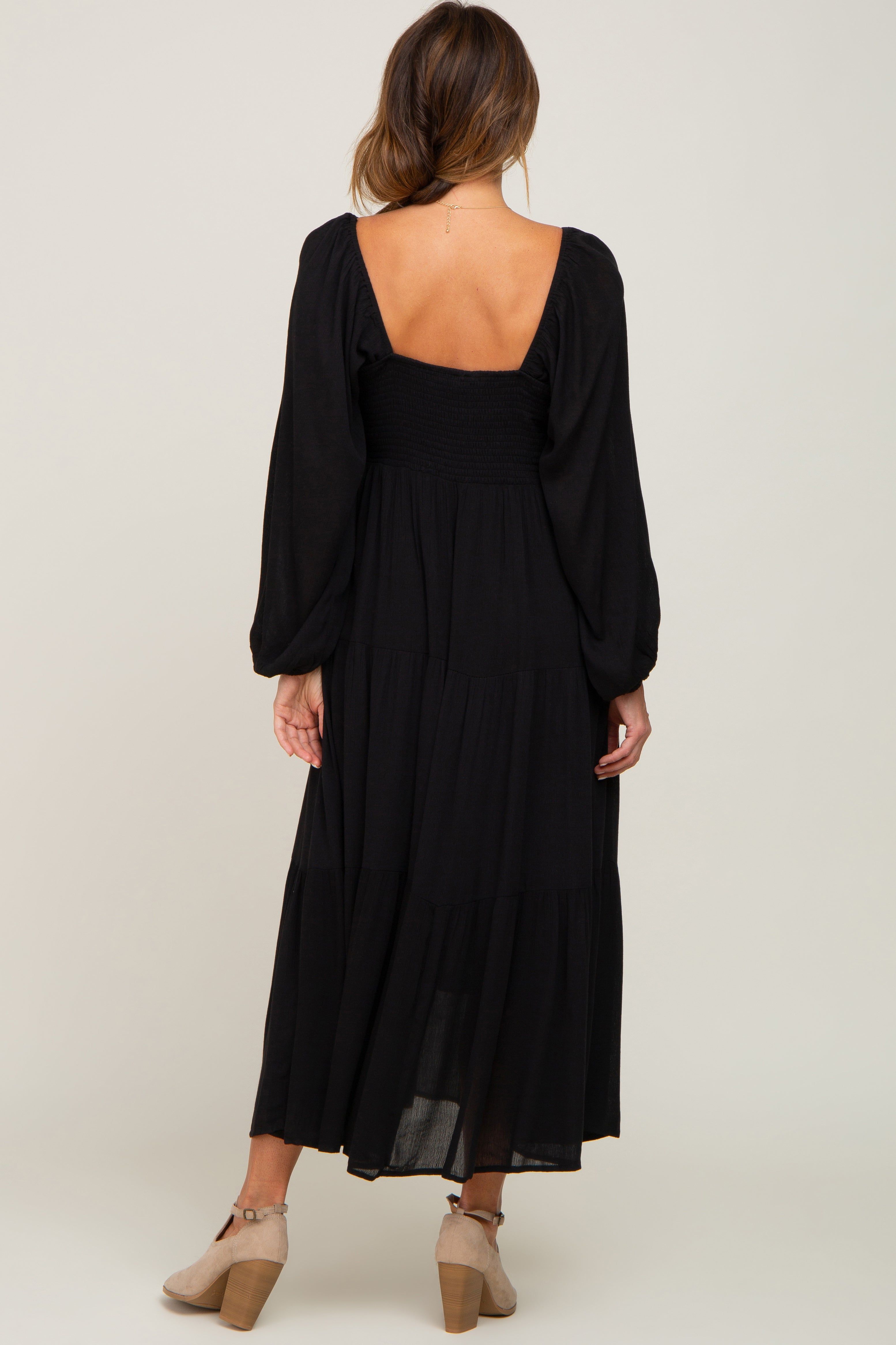 Black Tiered Midi Dress sold by Pinkblush product image thumbnail 3