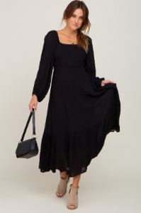 Black Tiered Midi Dress sold by Pinkblush
