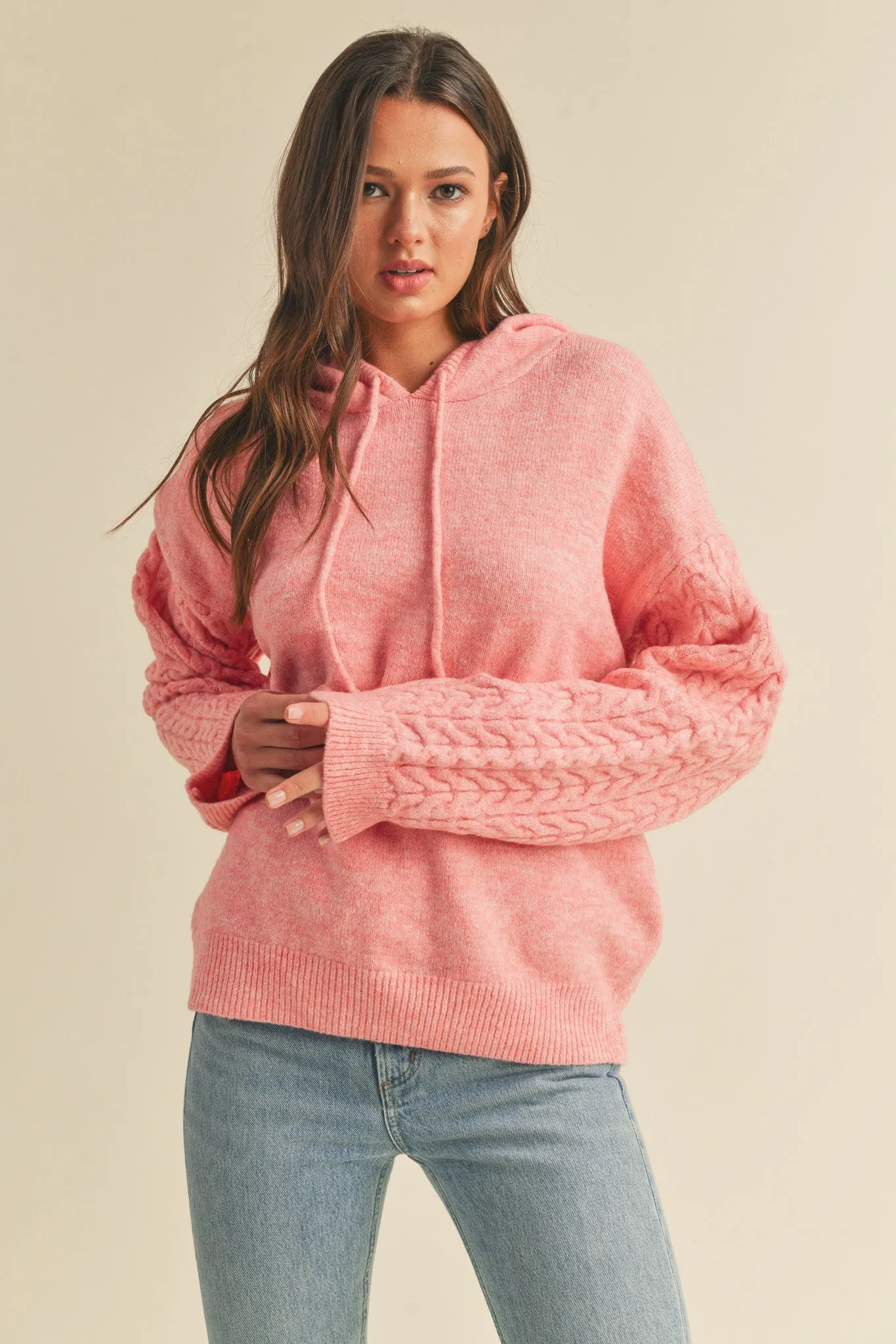 Pink Mixed Knit Maternity Hooded Sweater sold by Pinkblush product image thumbnail 5