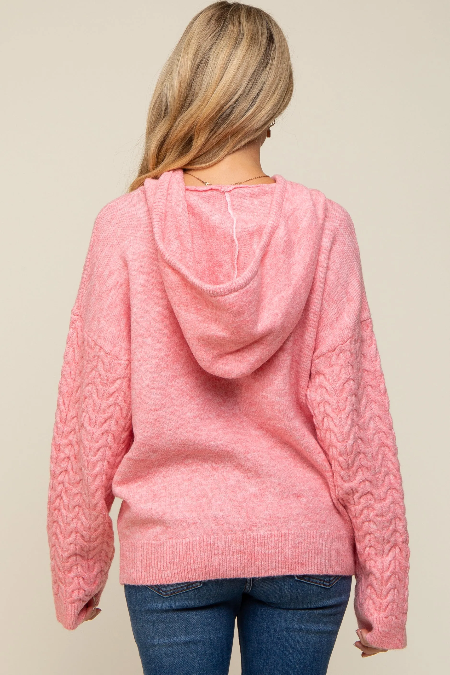 Pink Mixed Knit Maternity Hooded Sweater sold by Pinkblush product image thumbnail 3