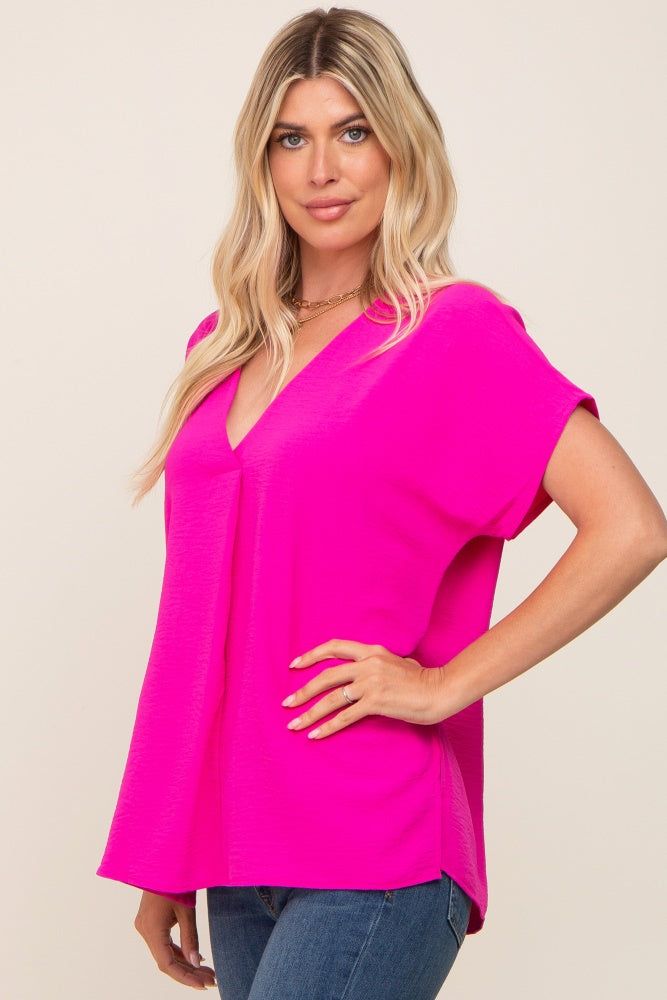 Fuchsia Oversized V-Neck Blouse sold by Pinkblush product image thumbnail 2
