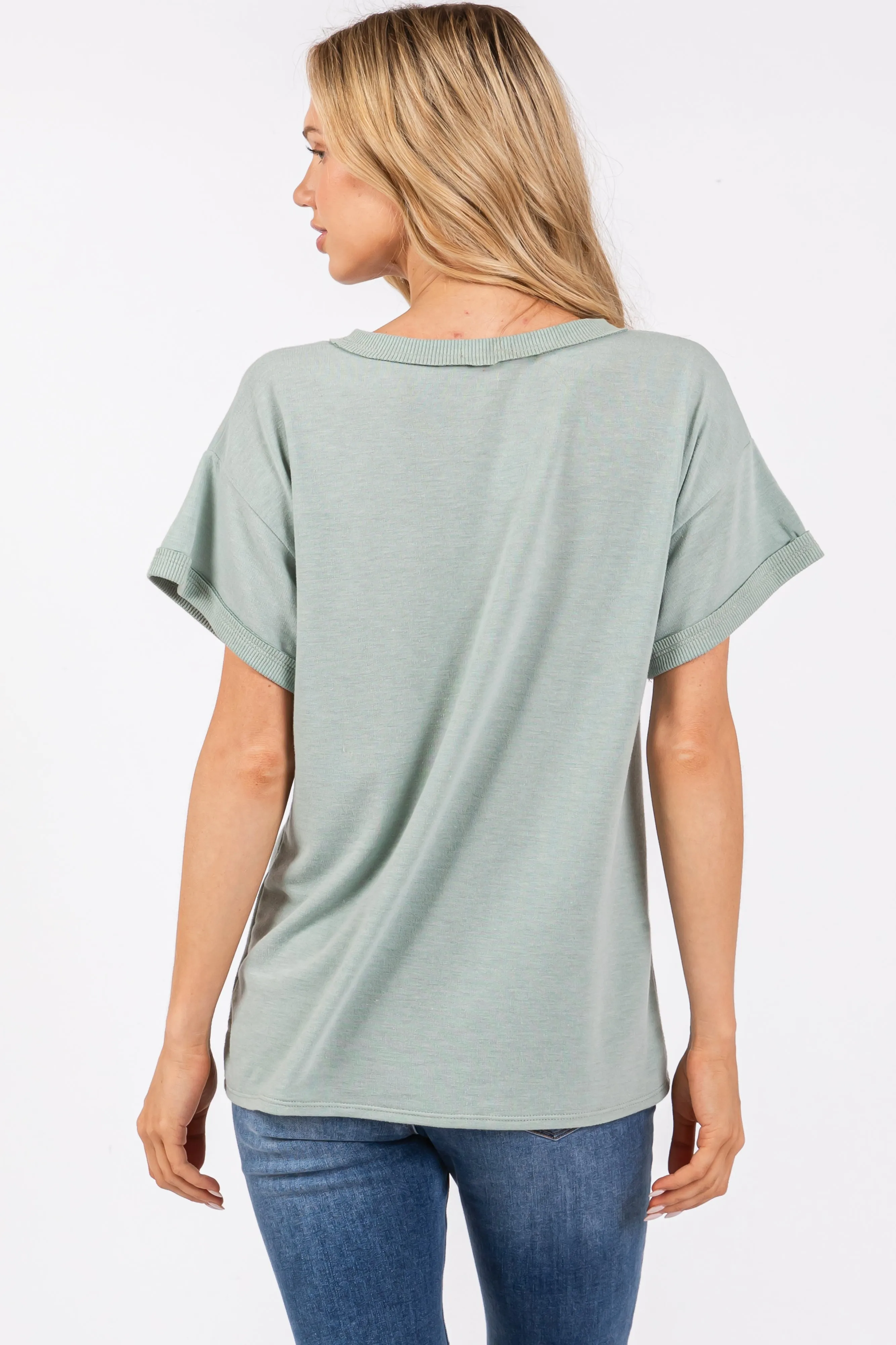 Light Olive Front Pocket Short Sleeve Top sold by Pinkblush product image thumbnail 4