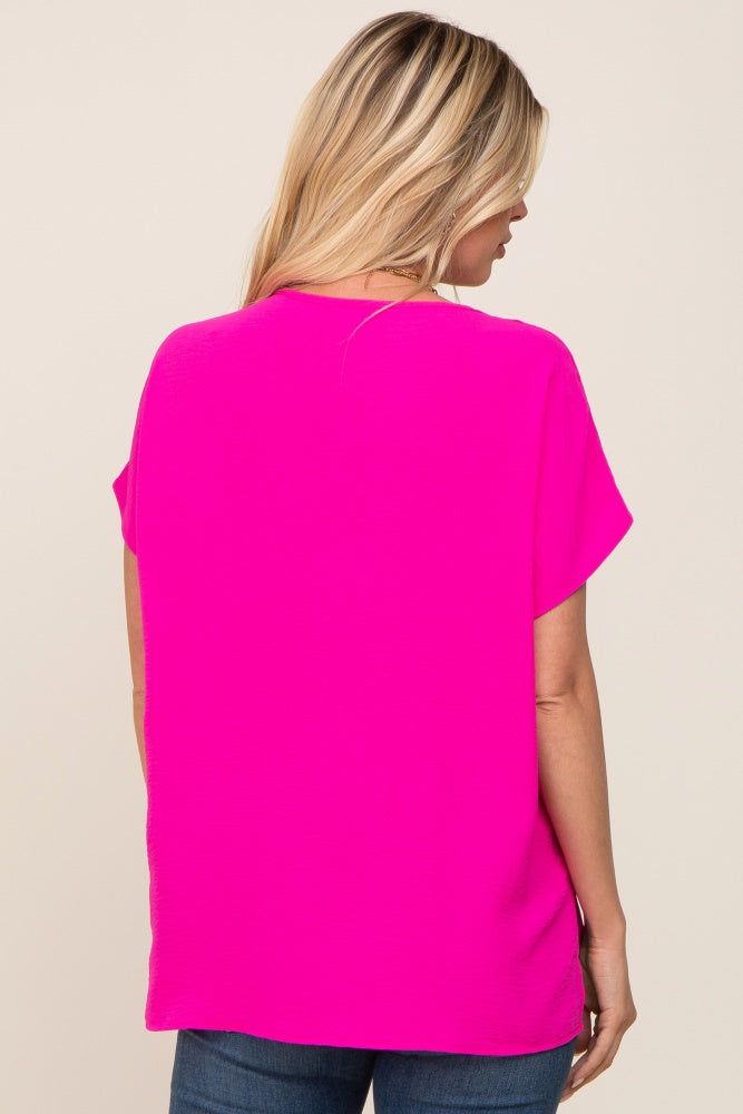Fuchsia Oversized V-Neck Blouse sold by Pinkblush product image thumbnail 3
