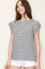 Ivory Striped Flutter Sleeve Top sold by Pinkblush