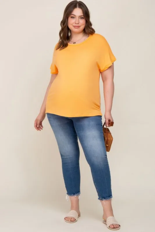 Orange Short Sleeve Plus Maternity Top sold by Pinkblush