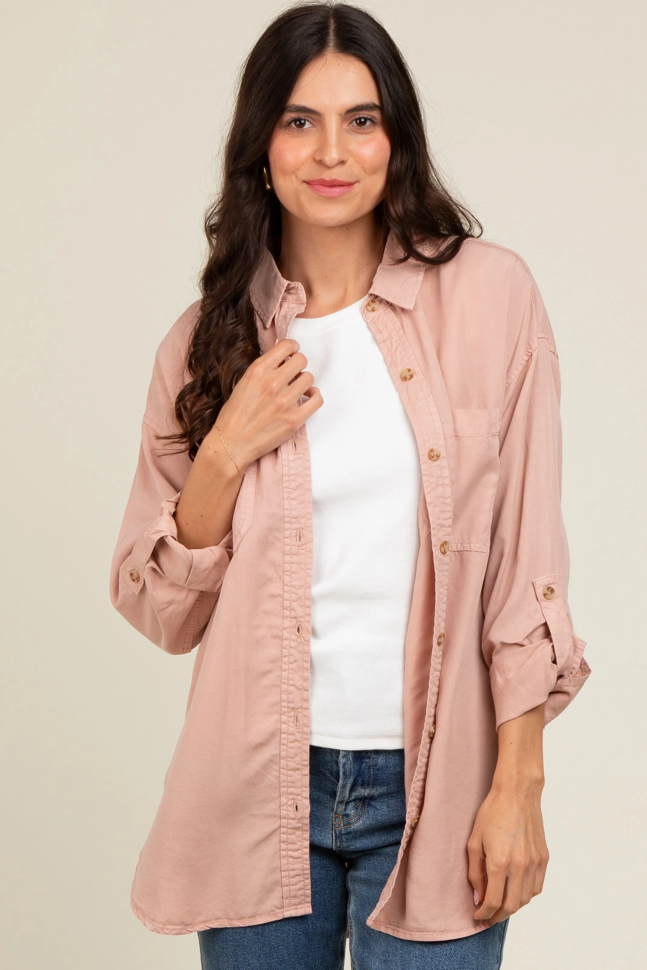 Peach Button Down Top sold by Pinkblush product image thumbnail 2