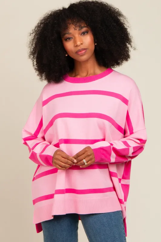 Pink Striped Knit Dolman Sleeve Top sold by Pinkblush