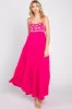 Magenta Floral Embroidery Maternity Maxi Dress sold by Pinkblush