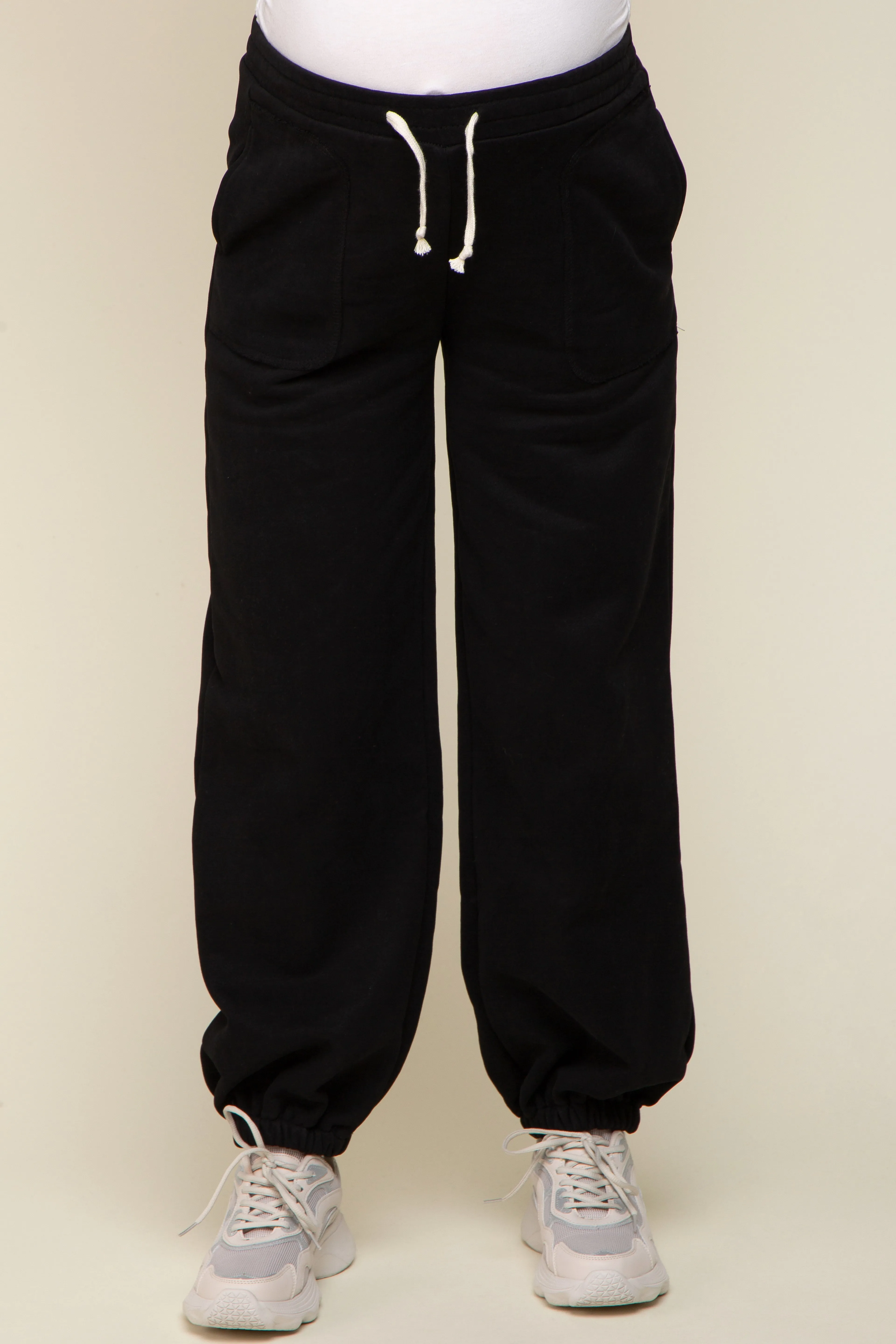 Black Drawstring Maternity Relaxed Fit Sweatpants sold by Pinkblush product image thumbnail 2