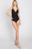 Black Ruched Side Strappy Cross Back One Piece Swimsuit sold by Pinkblush