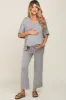 Heather Grey Cropped Pant Maternity Set sold by Pinkblush
