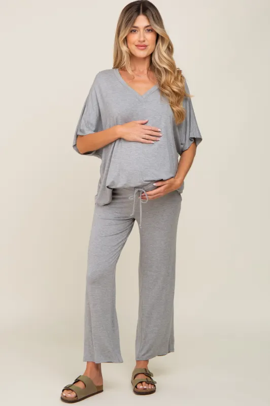 Blue Sleeveless Tiered Tie Back Maternity Maxi Dress sold by Pinkblush