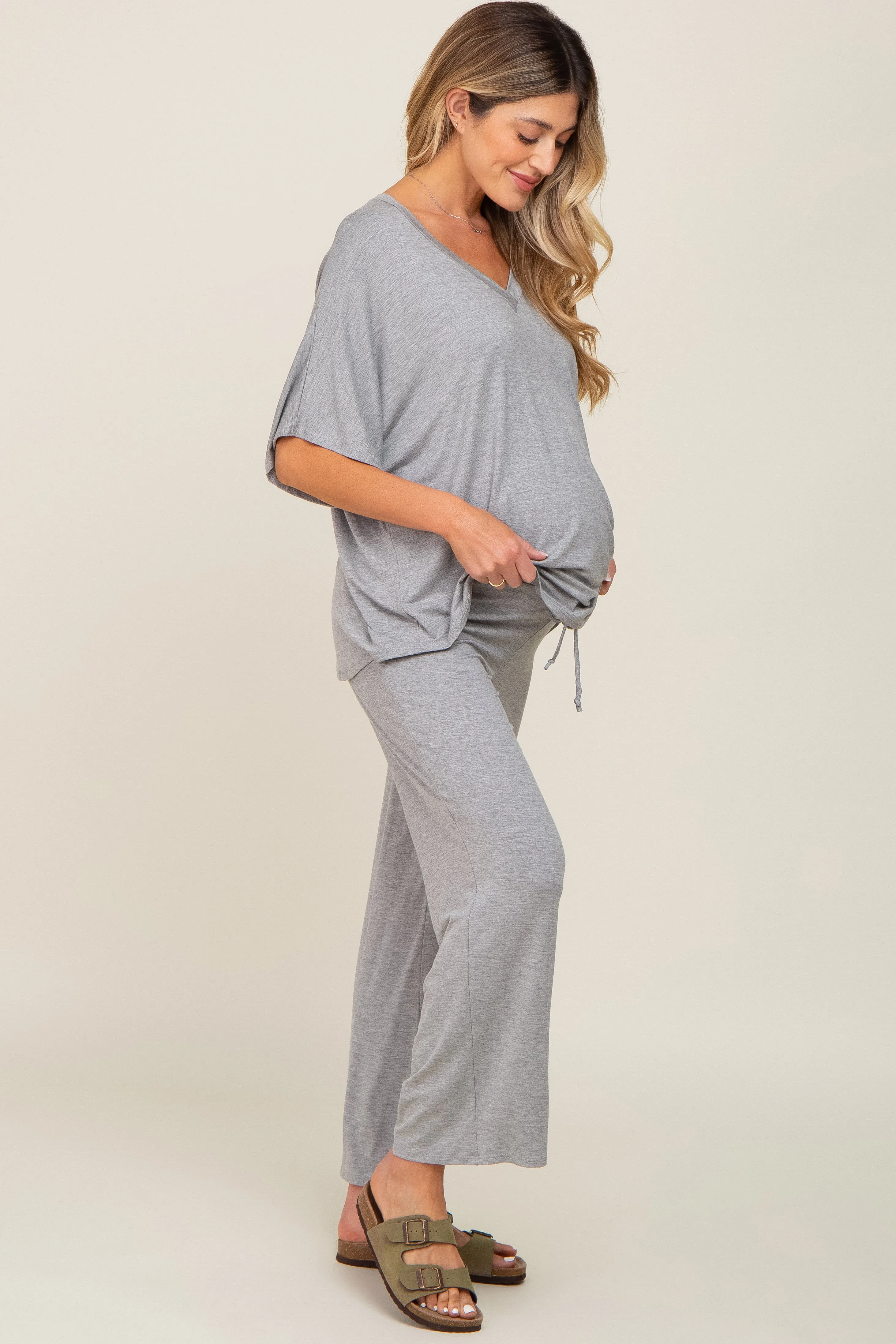 Heather Grey Cropped Pant Maternity Set sold by Pinkblush product image thumbnail 2