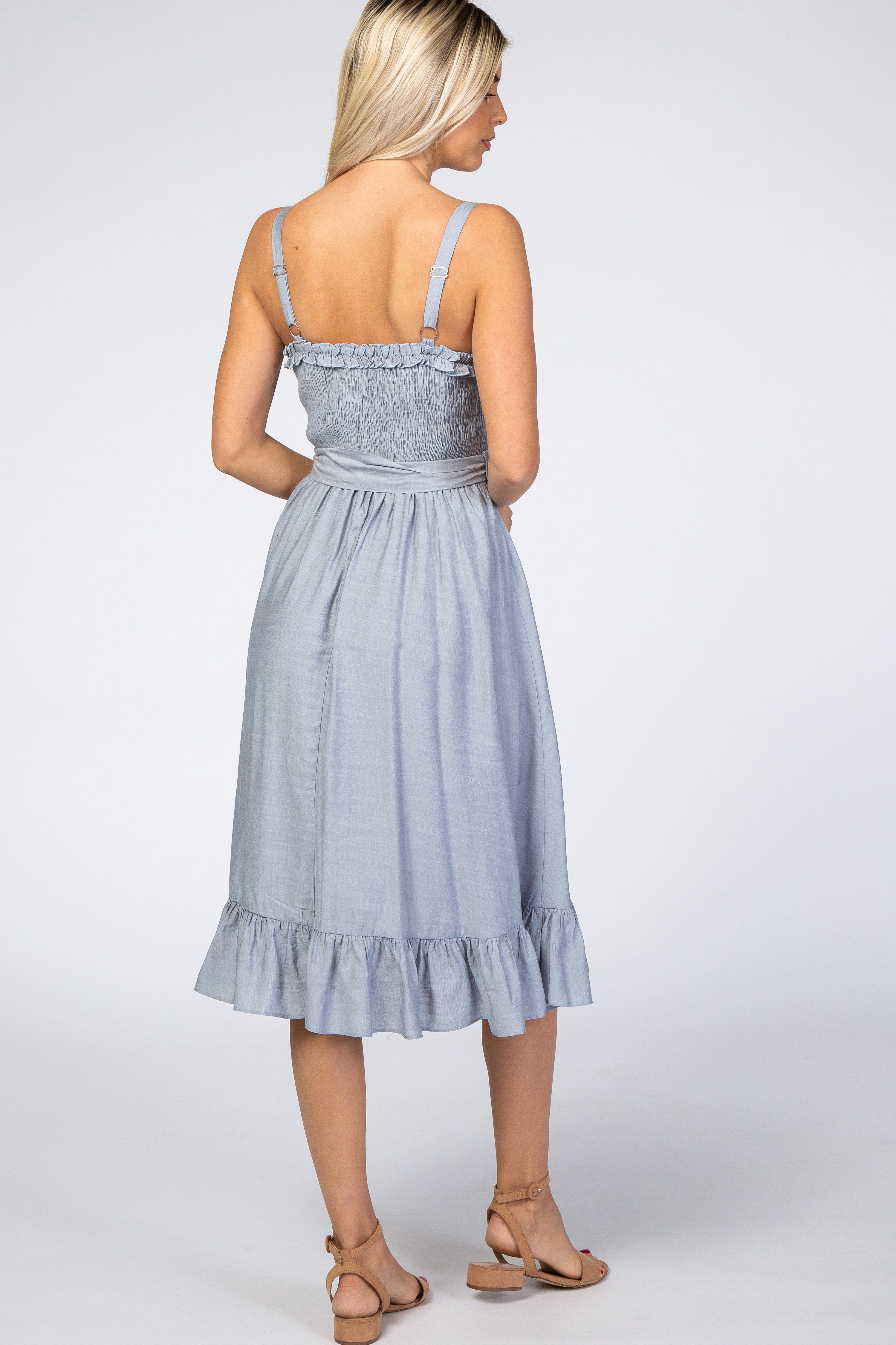 Blue Ruffle Smocked Dress sold by Pinkblush product image thumbnail 3