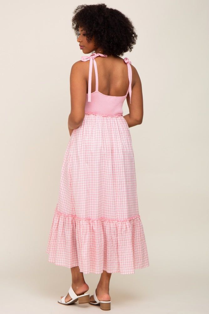 Pink Gingham Colorblock Dress sold by Pinkblush product image thumbnail 3