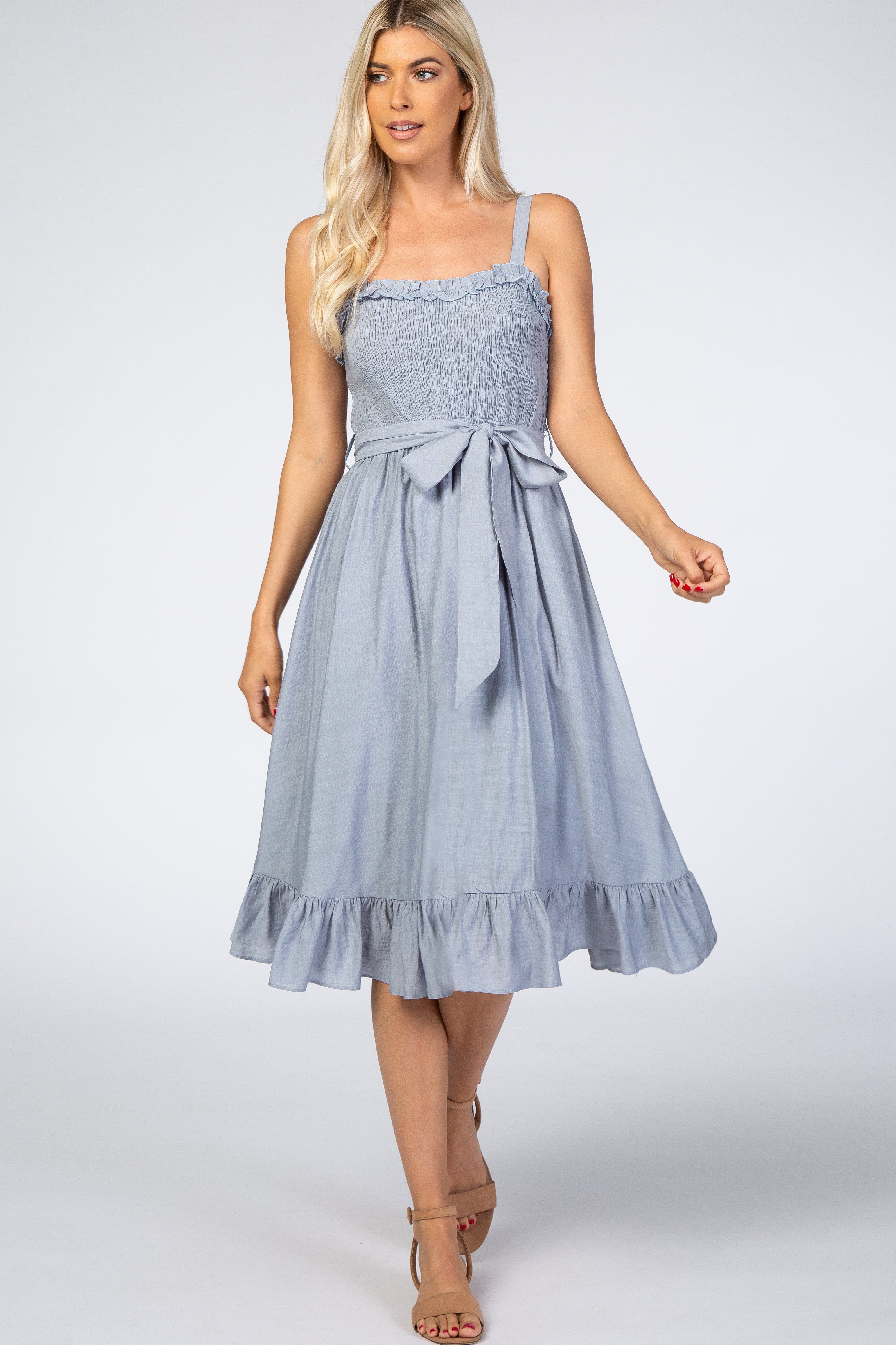 Blue Ruffle Smocked Dress sold by Pinkblush product image thumbnail 4