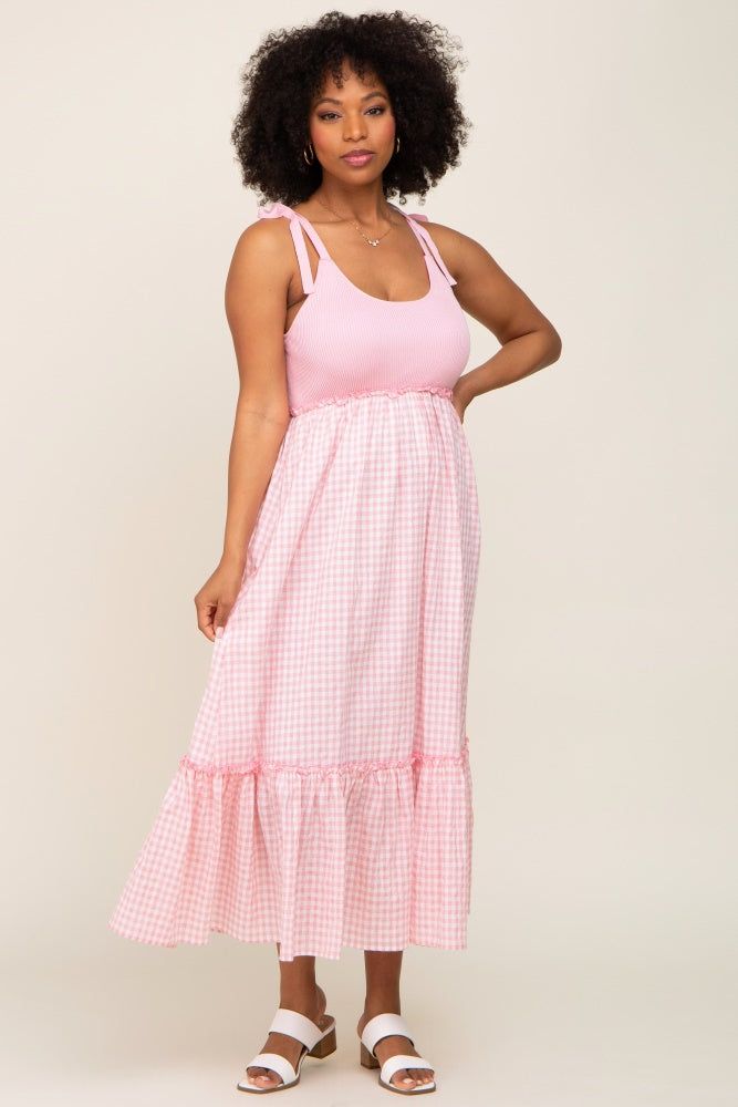 Pink Gingham Colorblock Dress sold by Pinkblush product image thumbnail 4