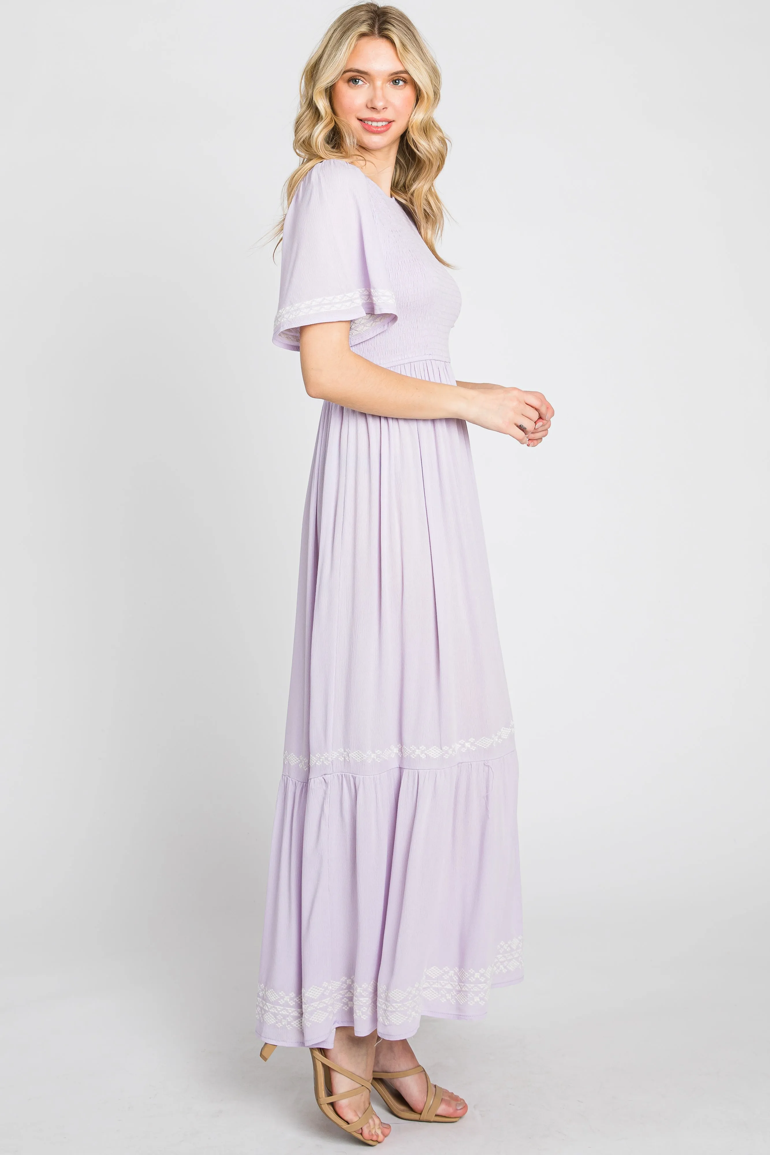 Lavender Embroidered Accent Maxi Dress sold by Pinkblush product image thumbnail 3