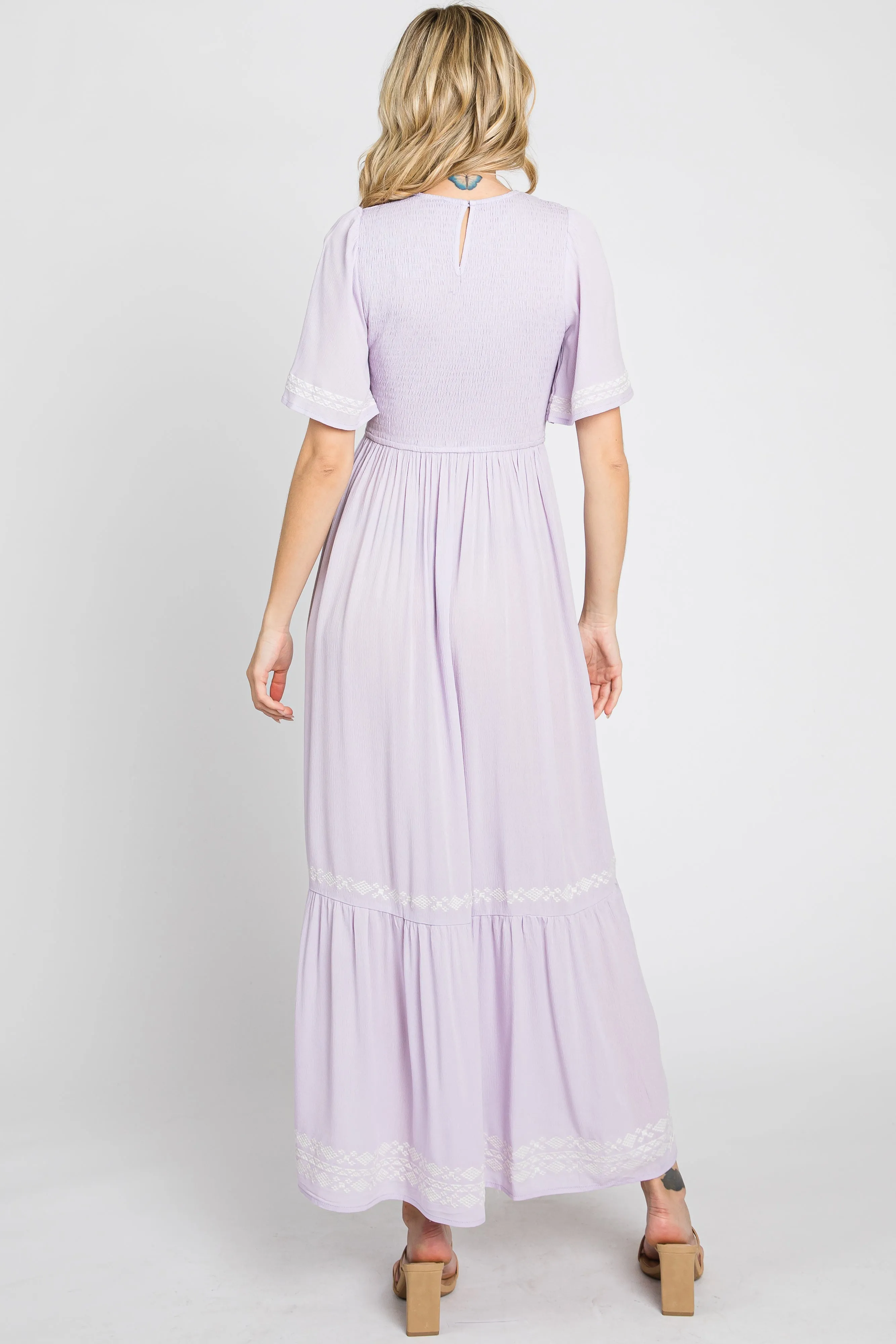 Lavender Embroidered Accent Maxi Dress sold by Pinkblush product image thumbnail 4