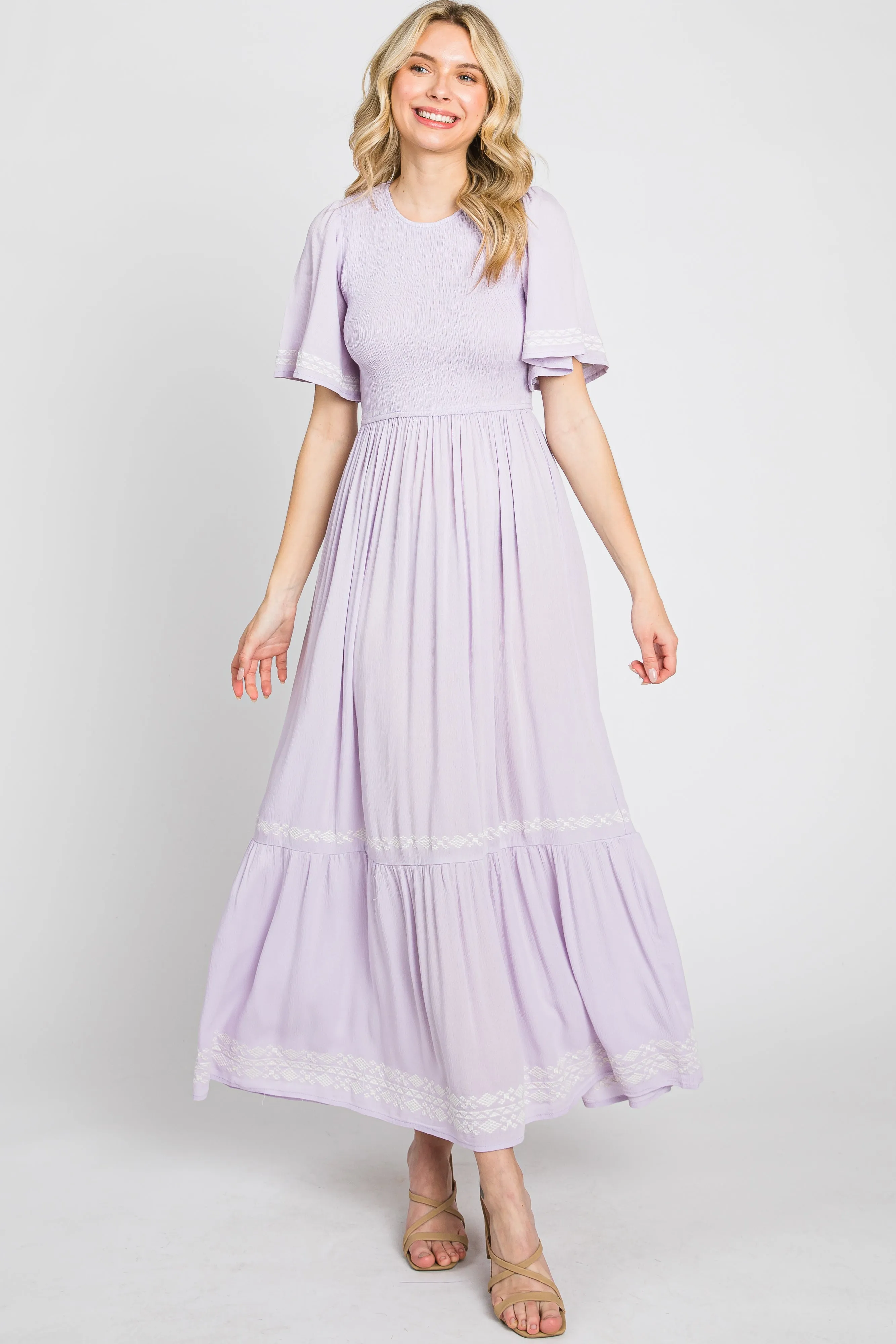 Lavender Embroidered Accent Maxi Dress sold by Pinkblush product image thumbnail 2