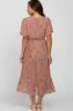 Light Pink Floral Pleated Short Sleeve Chiffon Maternity Midi Dress sold by Pinkblush