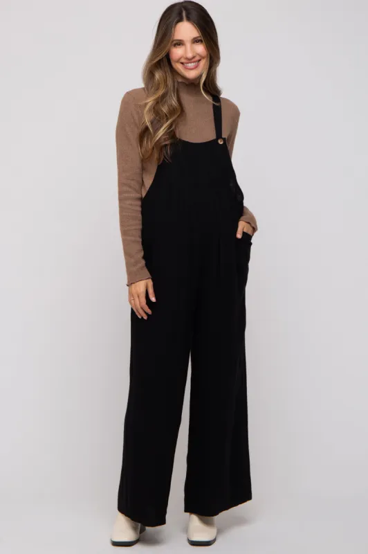Black Wide Leg Maternity Overall sold by Pinkblush
