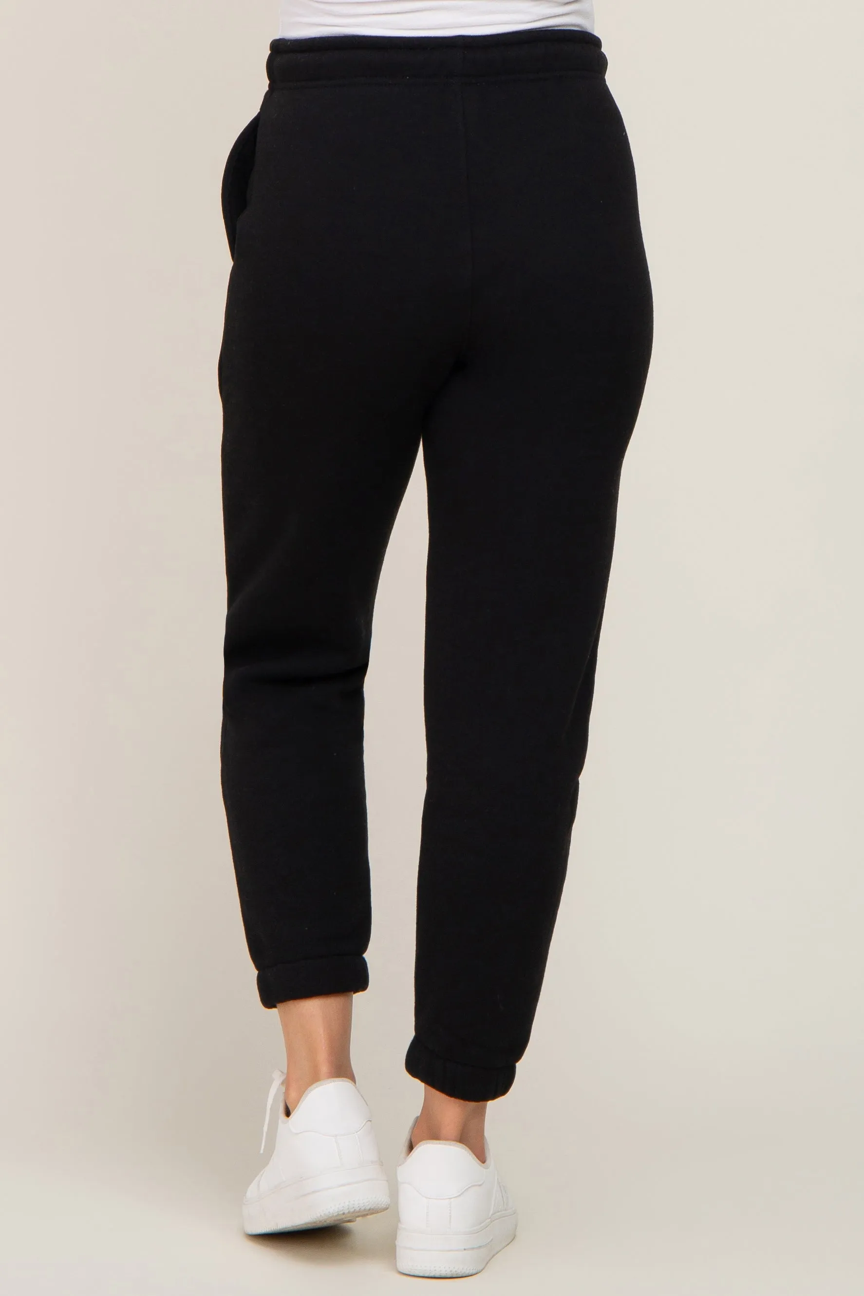Black Basic Fleece Maternity Sweatpants sold by Pinkblush product image thumbnail 4