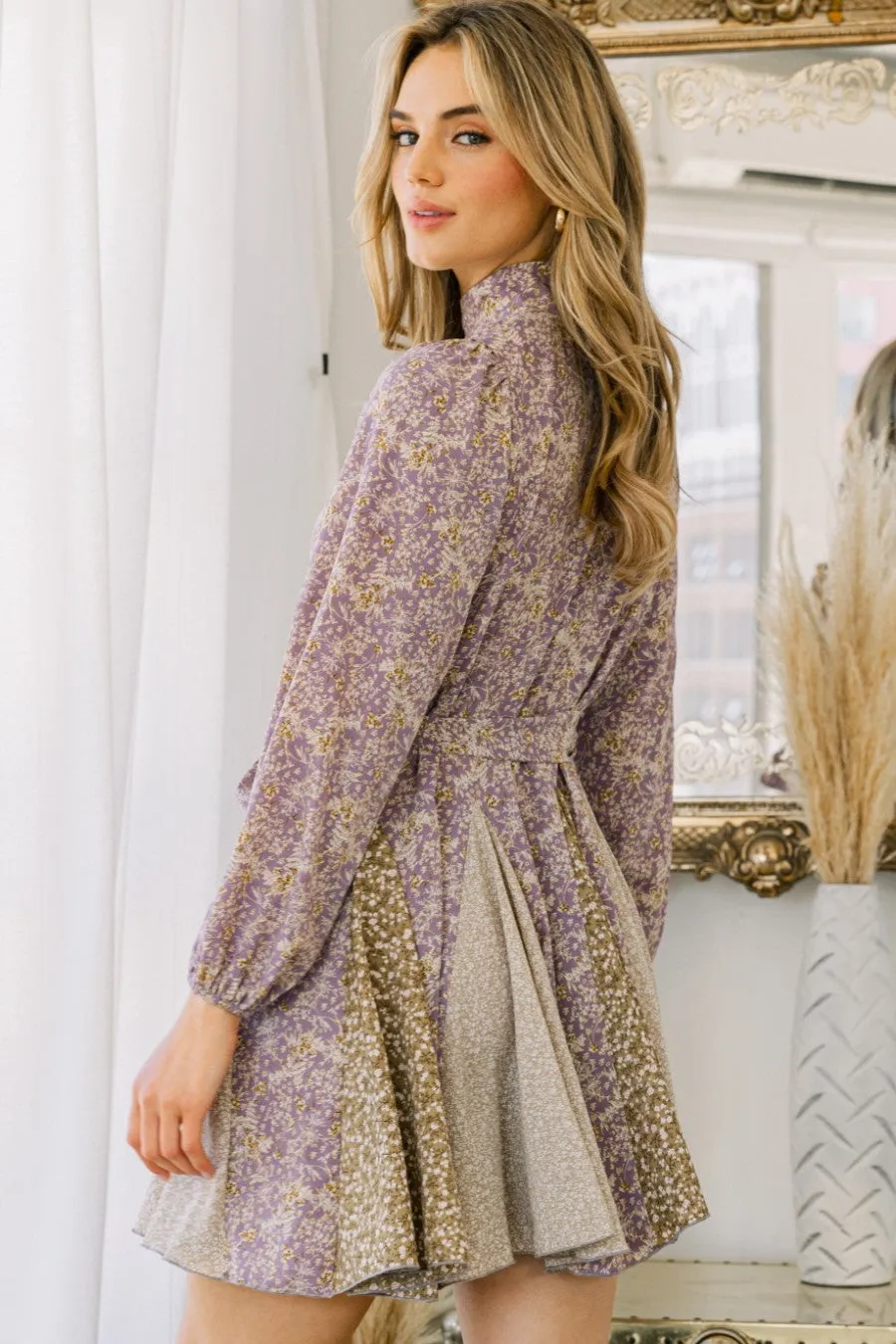 Lavender Mock Neck Mini Dress sold by Pinkblush product image thumbnail 3