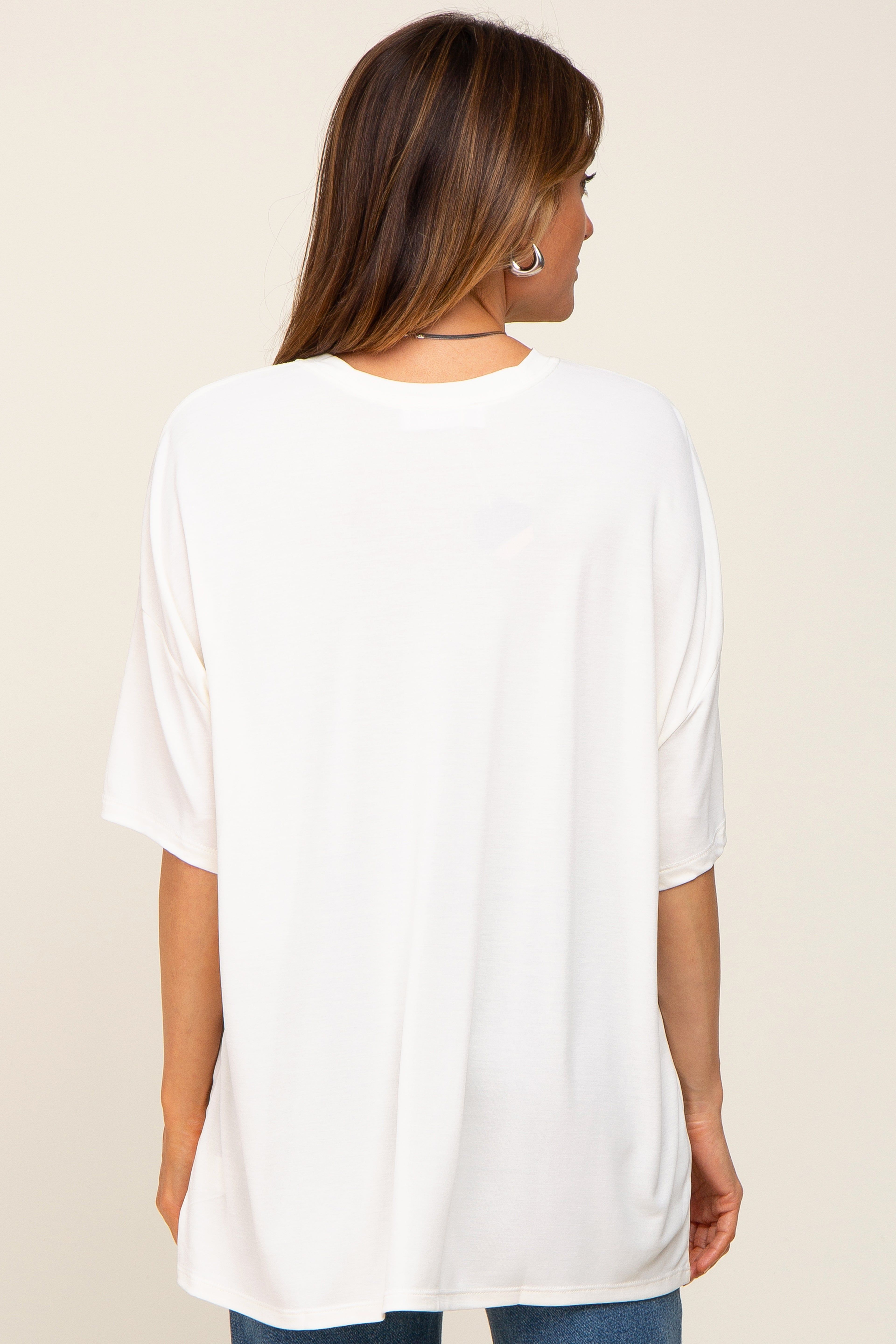 Ivory Basic Oversized T-Shirt sold by Pinkblush product image thumbnail 3