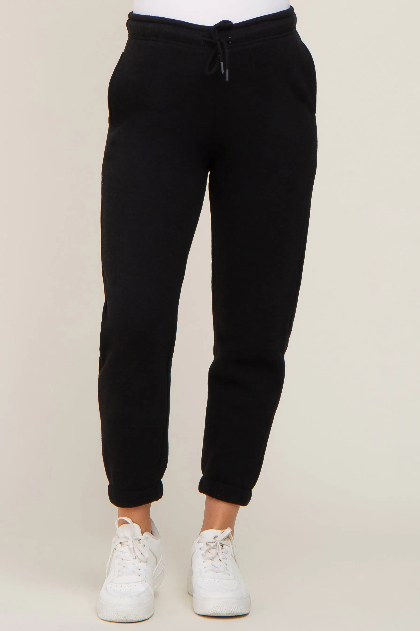 Black Basic Fleece Maternity Sweatpants sold by Pinkblush product image thumbnail 2