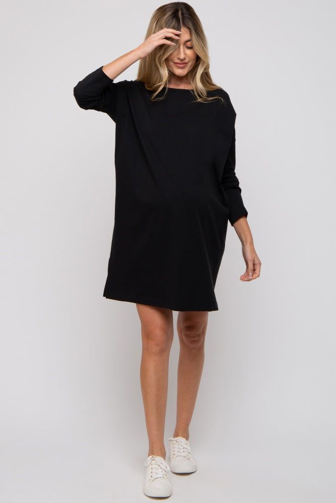 Black Long Sleeve Maternity Shirt Dress sold by Pinkblush product image thumbnail 3
