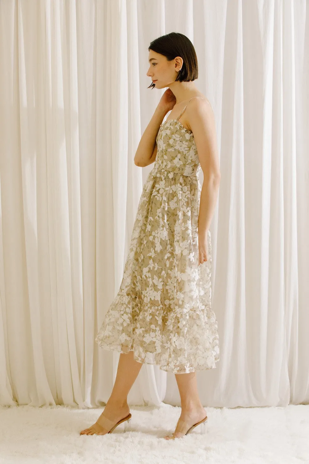 Beige Floral Midi Dress sold by Pinkblush product image thumbnail 2