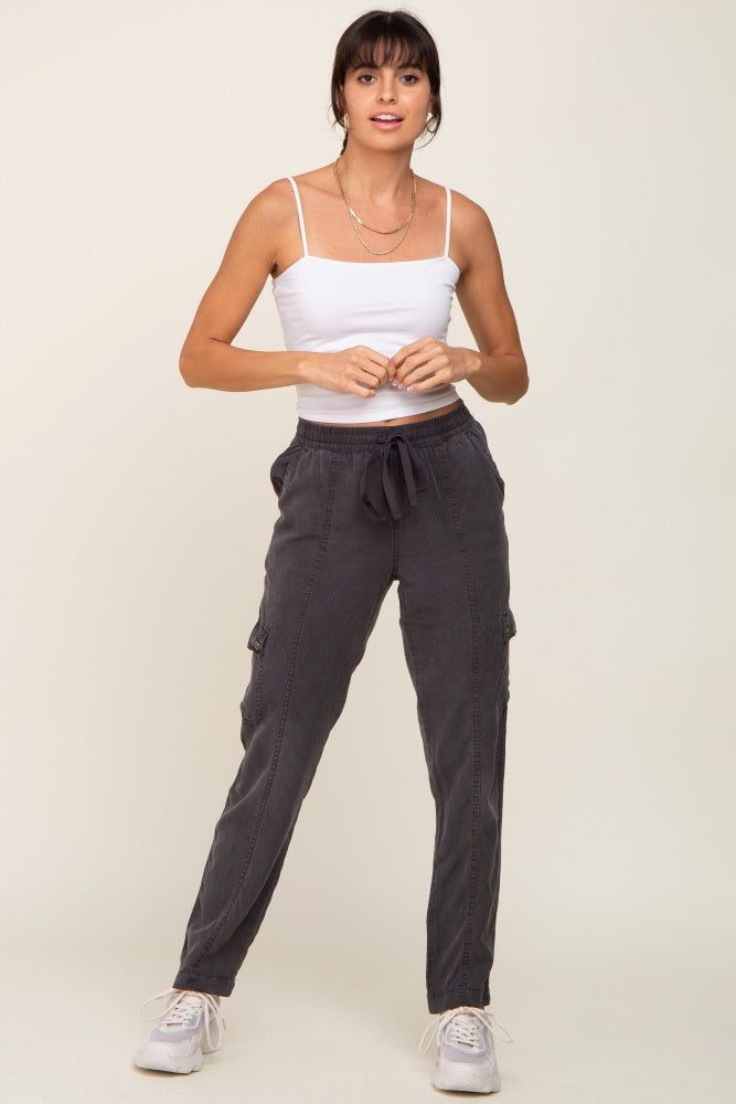 Charcoal Drawstring Cargo Pants sold by Pinkblush product image thumbnail 5