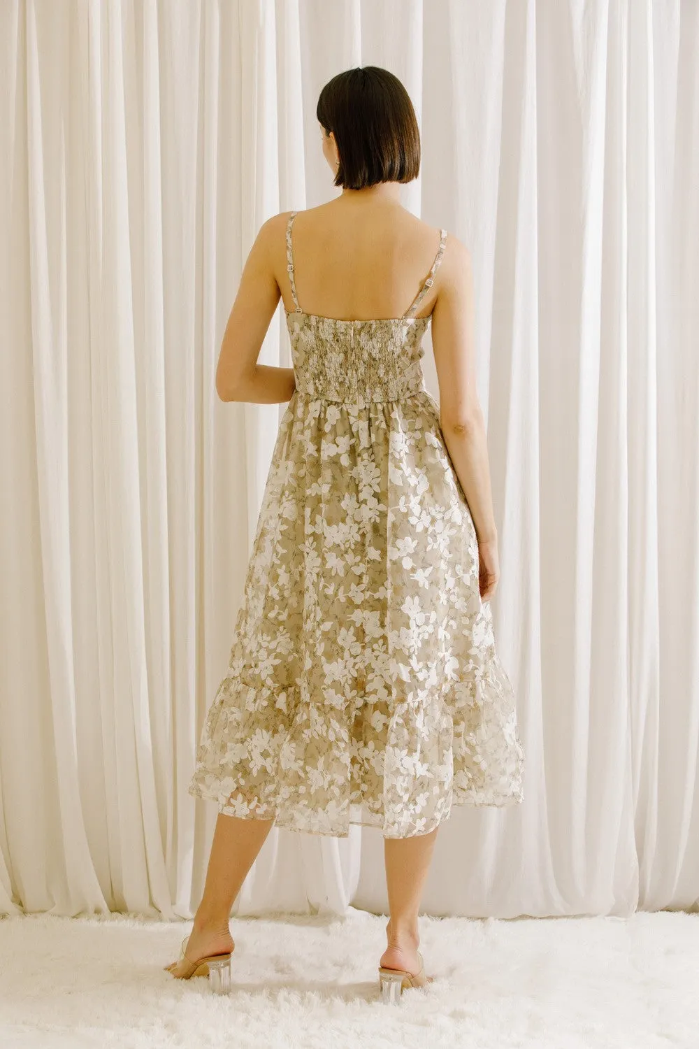 Beige Floral Midi Dress sold by Pinkblush product image thumbnail 3