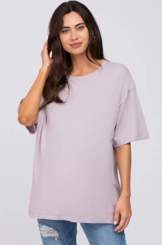 Lavender Basic Oversized Maternity Tee sold by Pinkblush