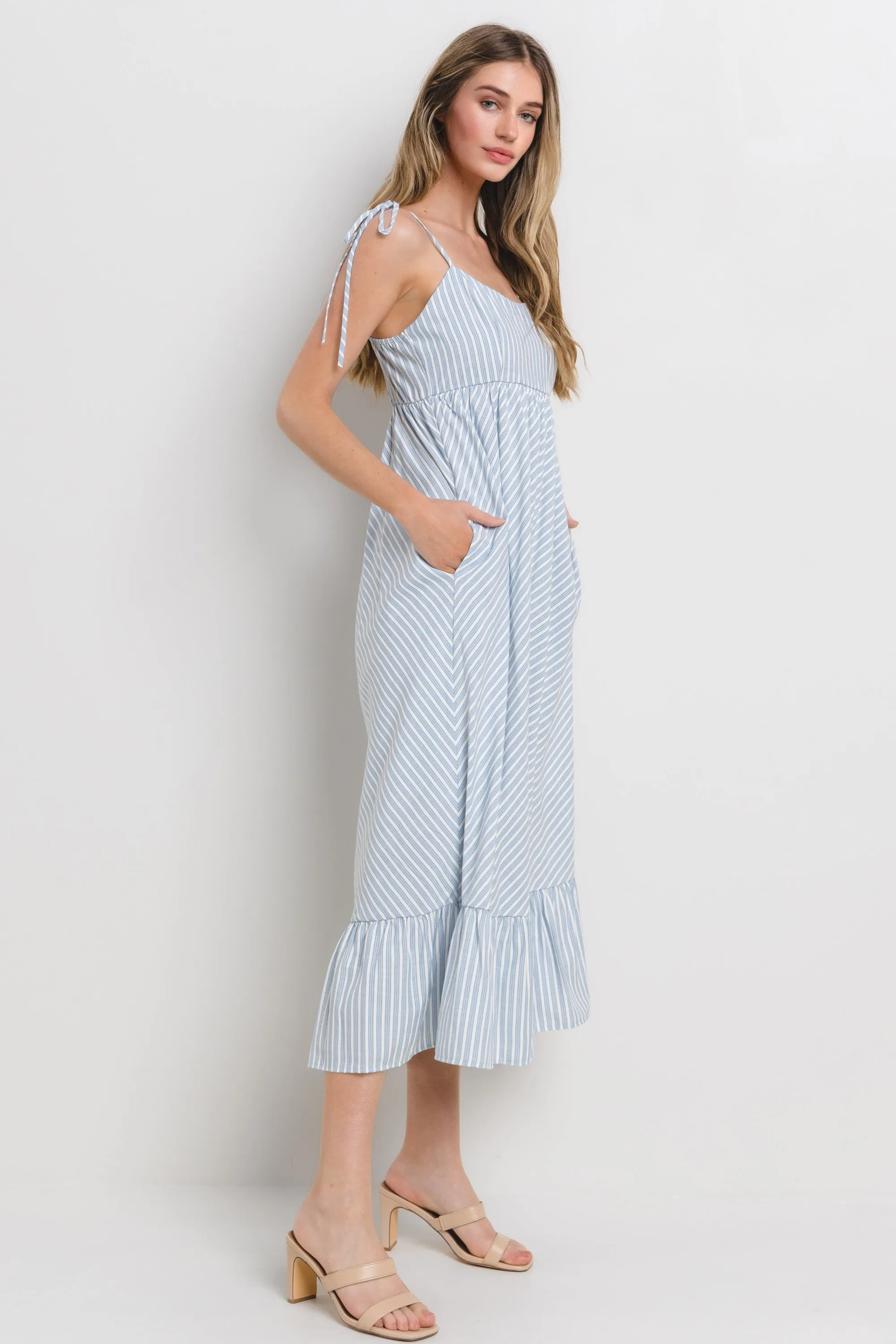 Blue Striped Tie Strap Maxi Dress sold by Pinkblush product image thumbnail 2