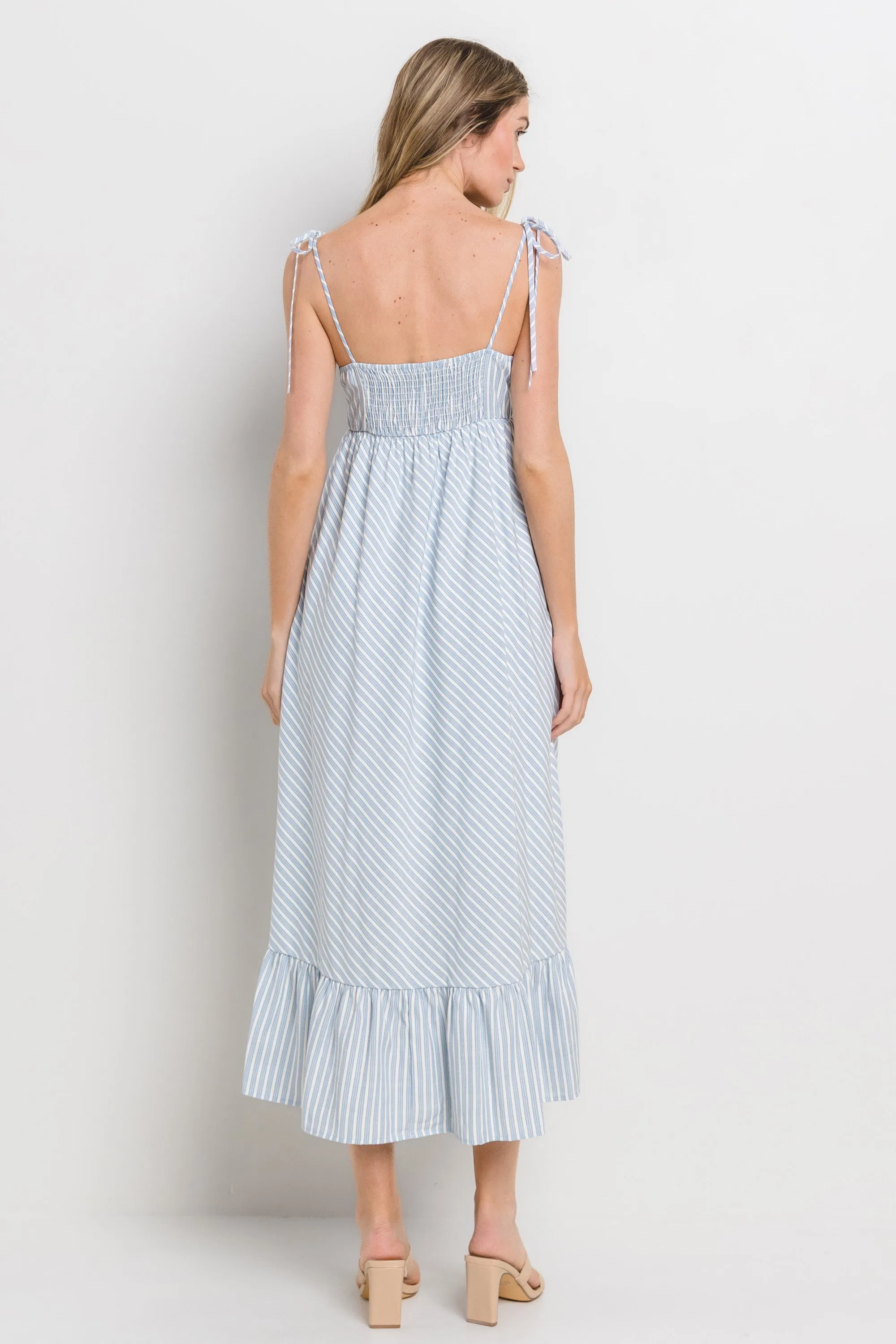 Blue Striped Tie Strap Maxi Dress sold by Pinkblush product image thumbnail 3