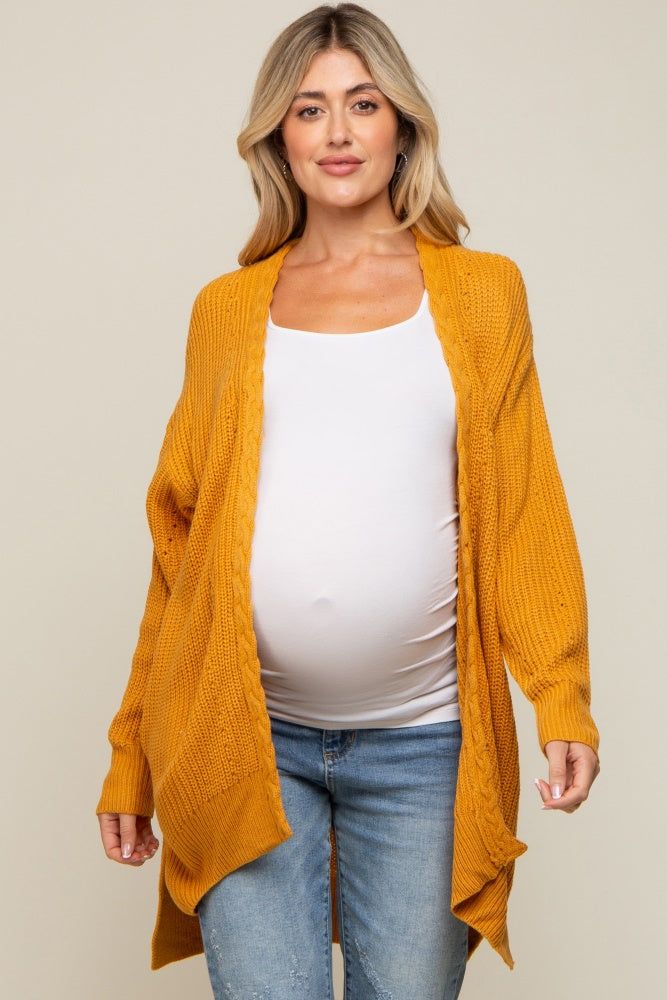 Yellow Cable Knit Accent Maternity Cardigan sold by Pinkblush product image thumbnail 2