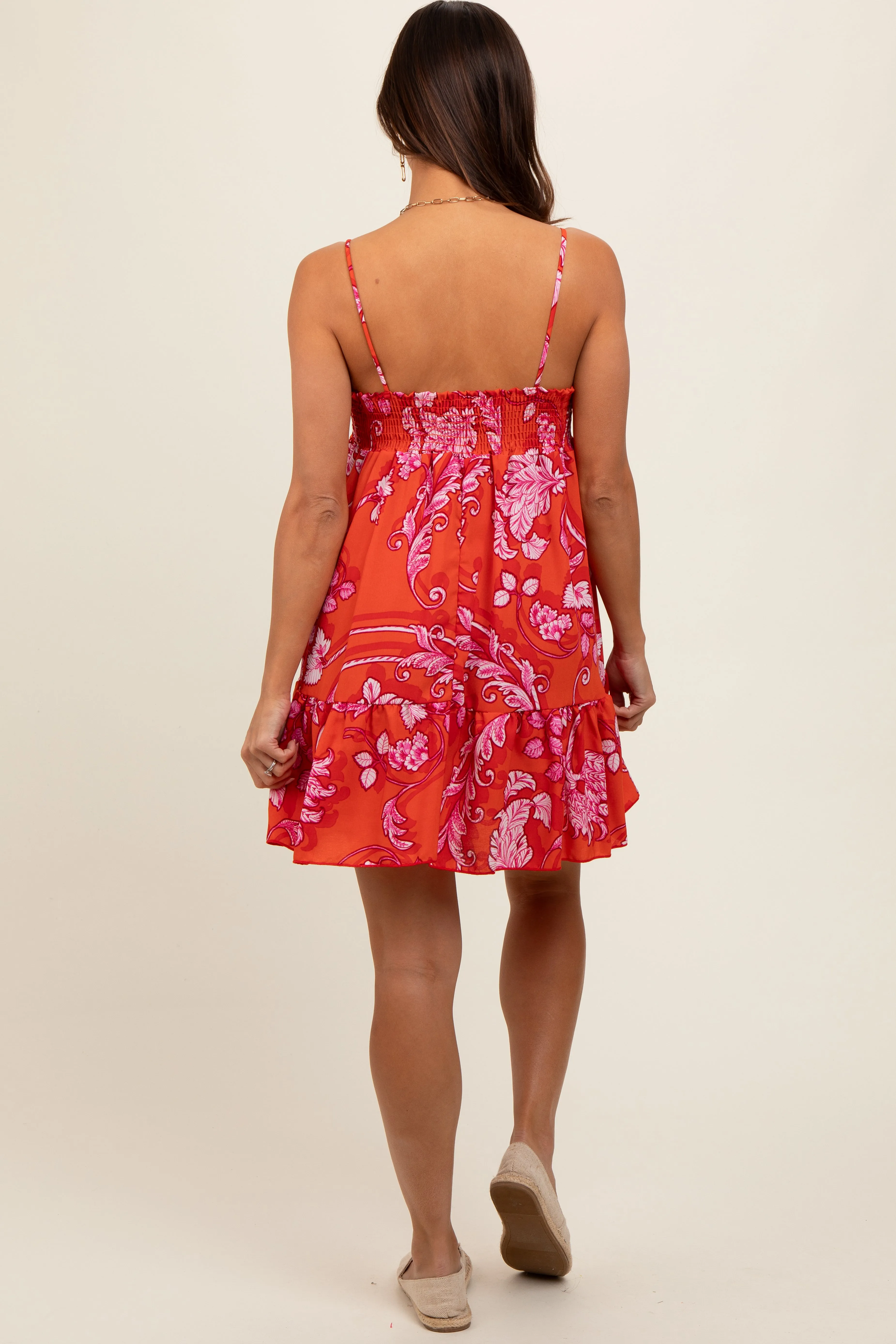 Rust Floral Woven Maternity Mini Dress sold by Pinkblush product image thumbnail 3