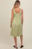 Light Olive Tiered Sleeveless Maternity Midi Dress sold by Pinkblush