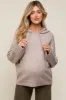 Taupe Mixed Knit Maternity Hooded Sweater sold by Pinkblush