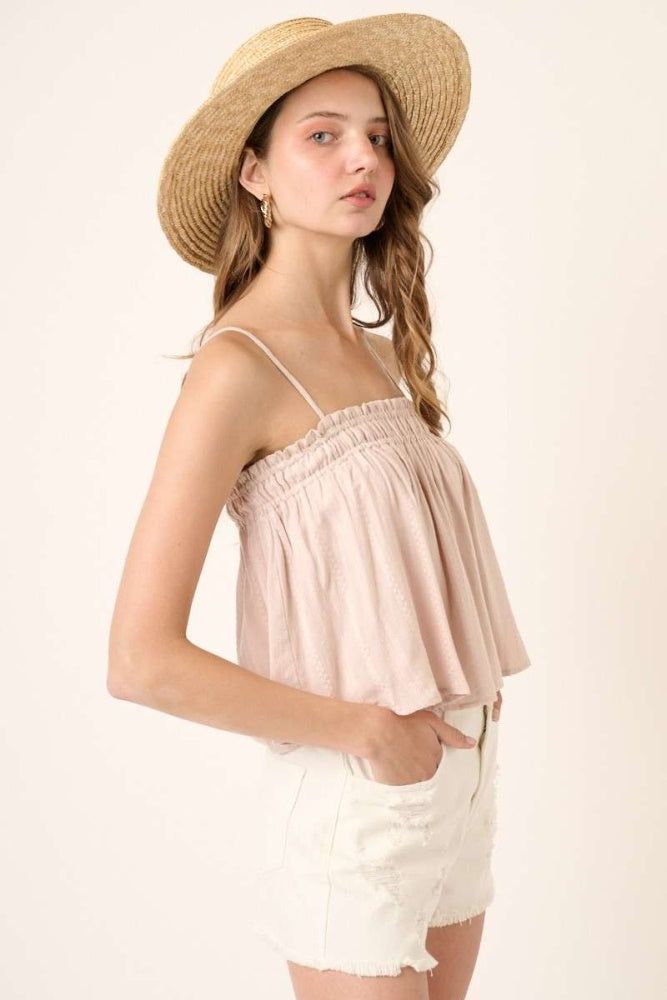 Sand Stripe Texture Elastic Detail Crop Tank Top sold by Pinkblush product image thumbnail 2