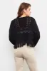 Black Hollow Out Fringe Top sold by Pinkblush