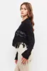 Black Hollow Out Fringe Top sold by Pinkblush