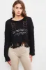 Black Hollow Out Fringe Top sold by Pinkblush
