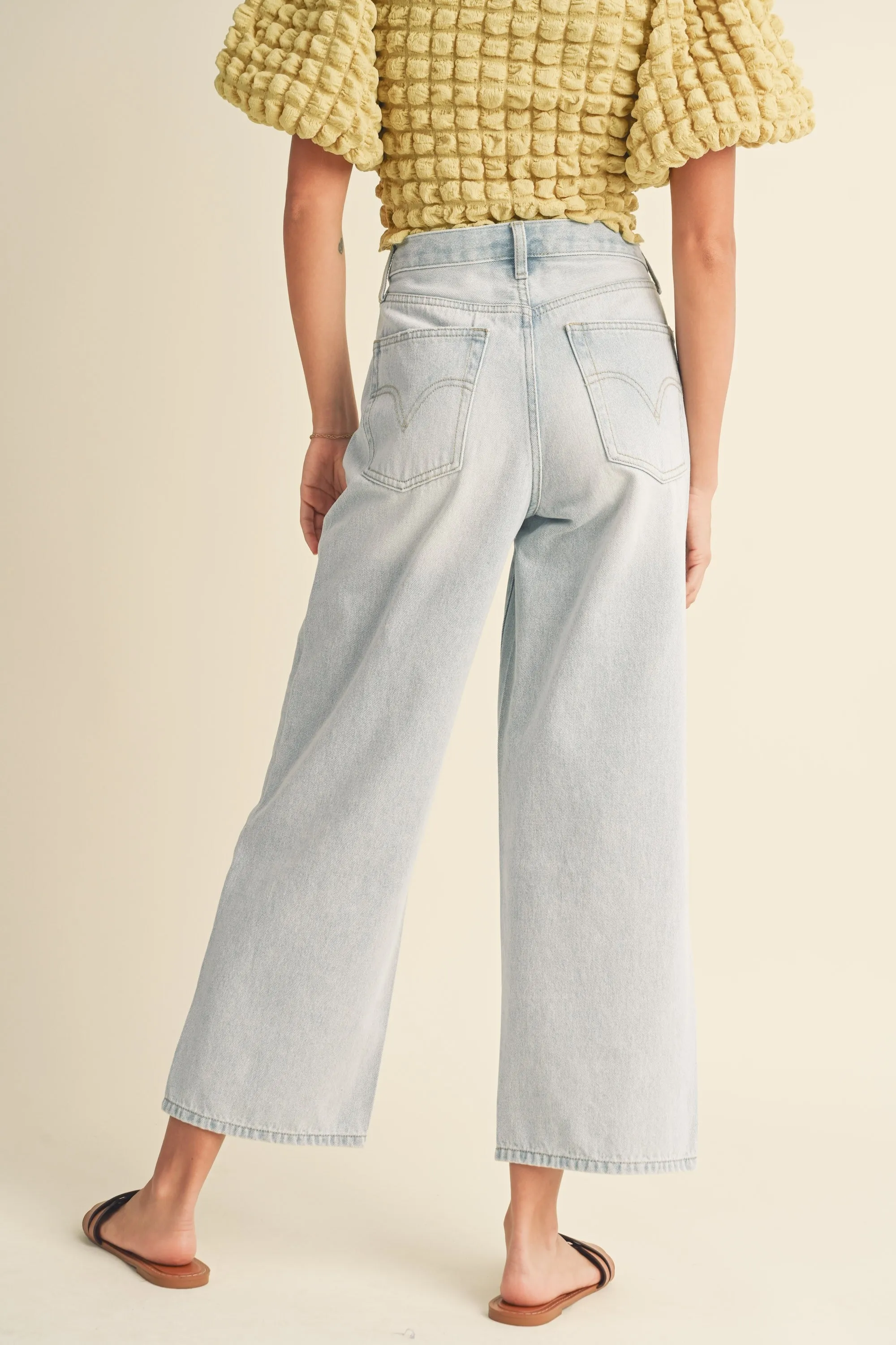Ice Denim Adjustable Waist Crop Light Denim Pants sold by Pinkblush product image thumbnail 4