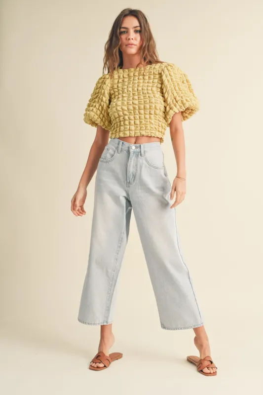 Ice Denim Adjustable Waist Crop Light Denim Pants sold by Pinkblush