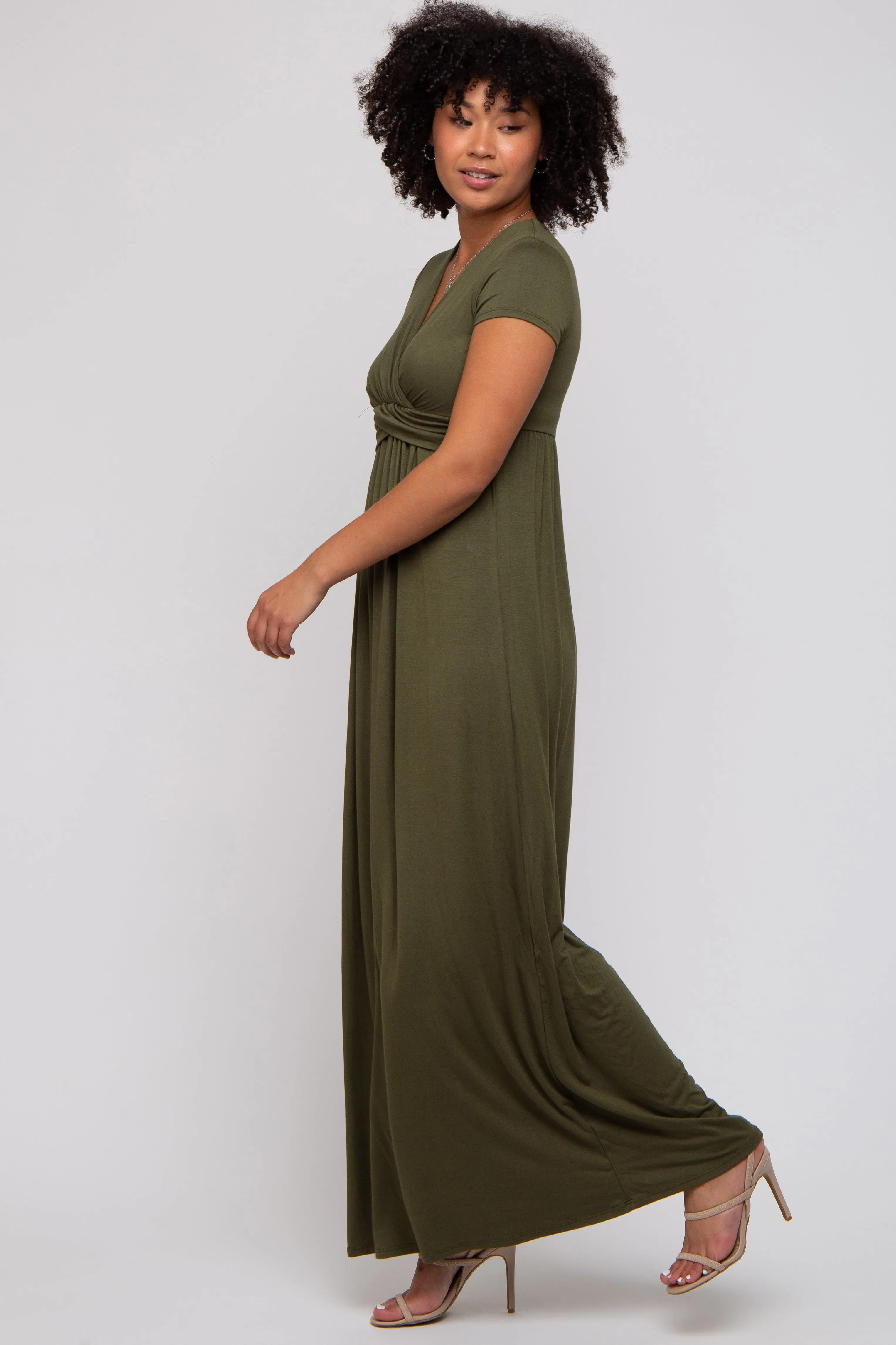 PinkBlush Olive Draped Nursing Maxi Dress sold by Pinkblush product image thumbnail 2
