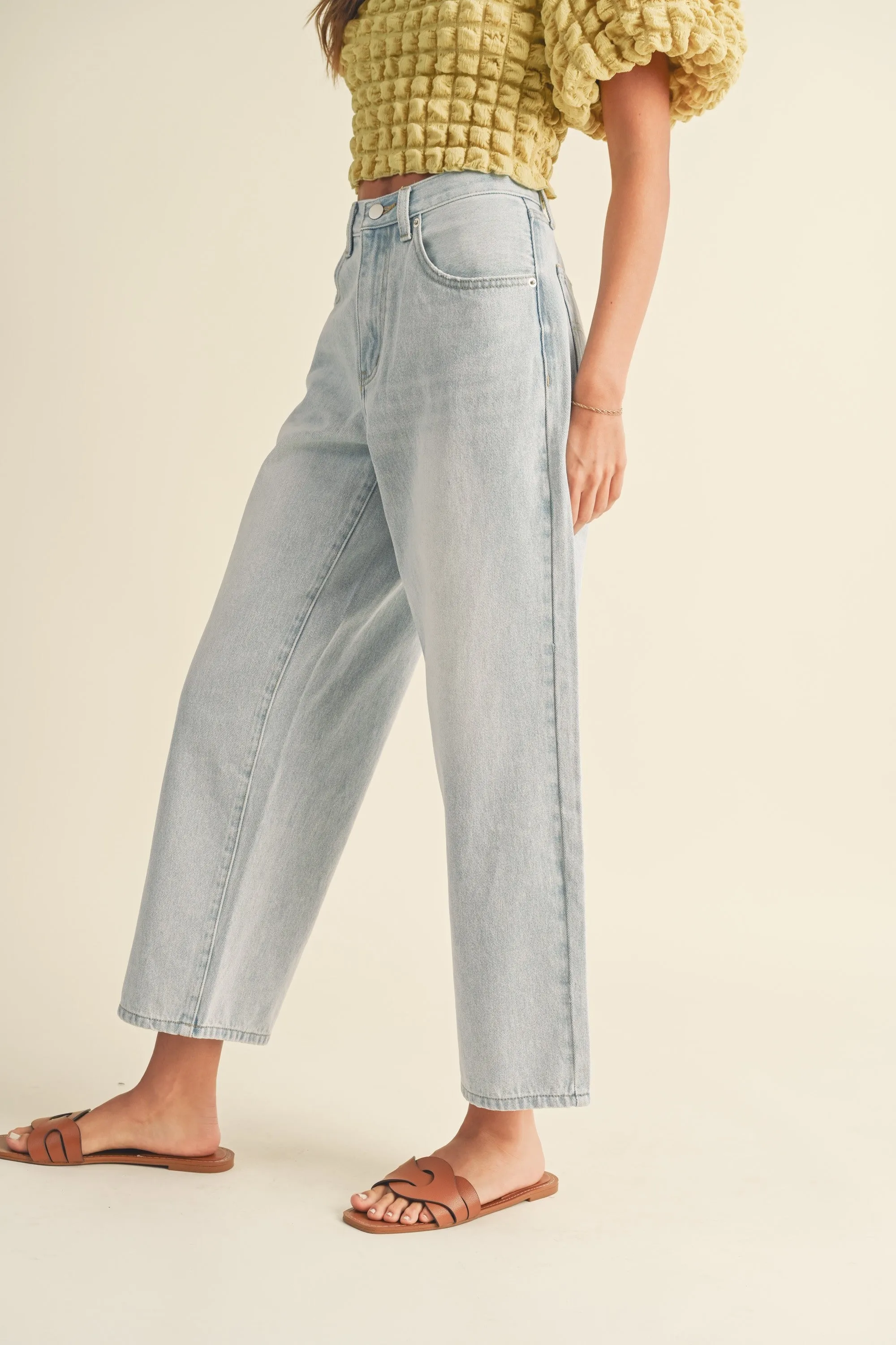 Ice Denim Adjustable Waist Crop Light Denim Pants sold by Pinkblush product image thumbnail 3