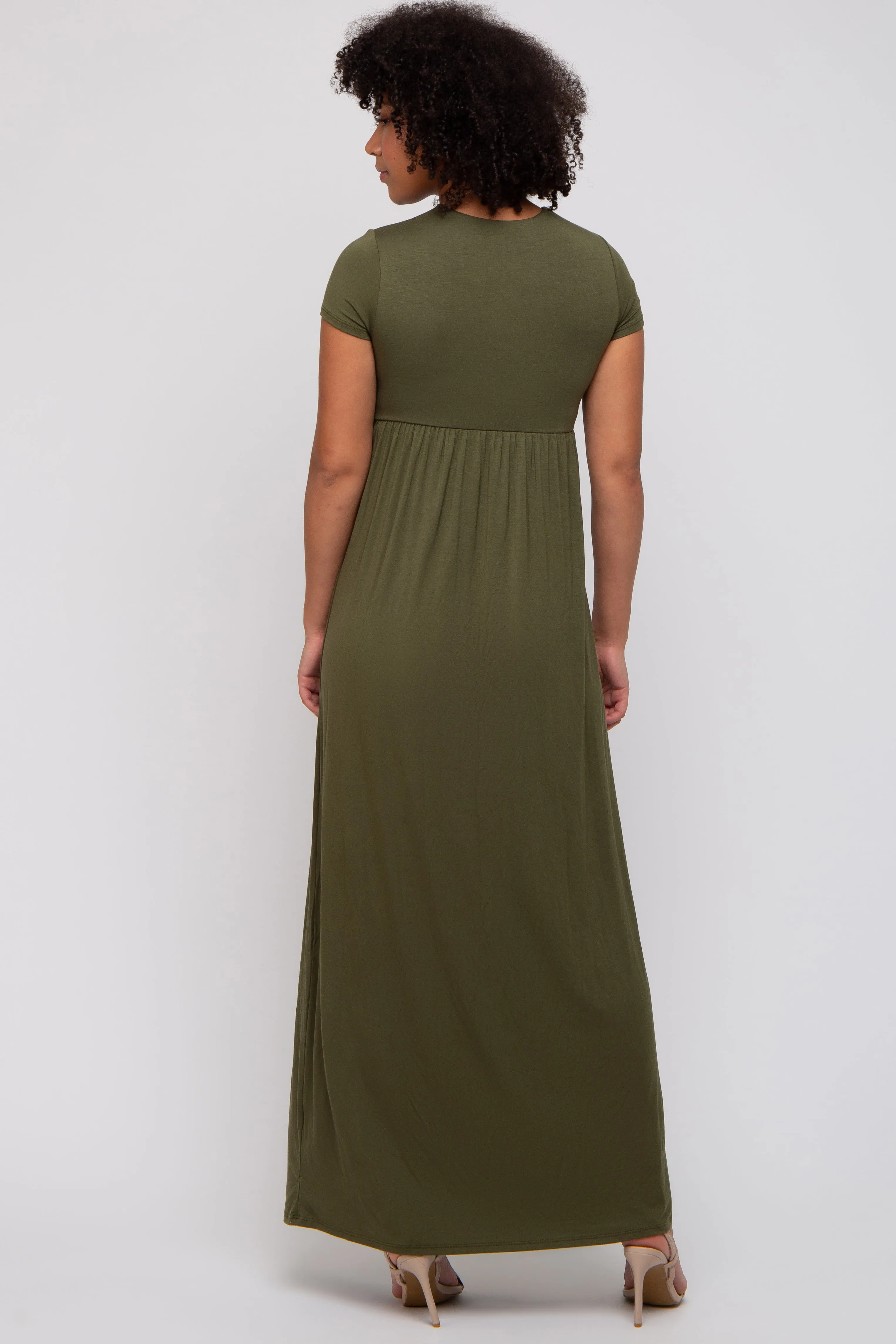 PinkBlush Olive Draped Nursing Maxi Dress sold by Pinkblush product image thumbnail 3
